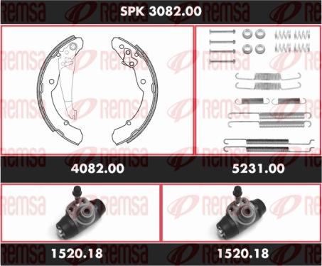 Remsa SPK 3082.00 - Комплект гальм, барабанний механізм autocars.com.ua