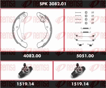 Remsa SPK 3082.01 - Комплект гальм, барабанний механізм autocars.com.ua