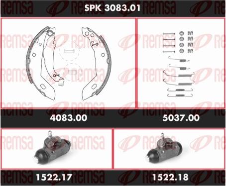 Remsa SPK 3083.01 - Комплект гальм, барабанний механізм autocars.com.ua