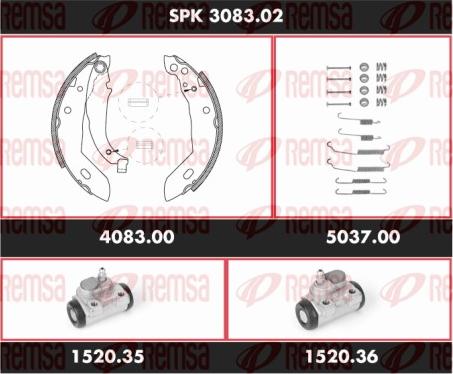 Remsa SPK 3083.02 - Комплект гальм, барабанний механізм autocars.com.ua