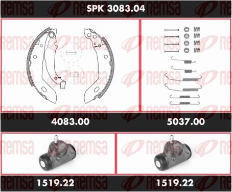 Remsa SPK 3083.04 - Комплект гальм, барабанний механізм autocars.com.ua