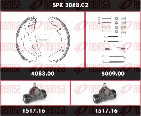 Remsa SPK 3088.02 - Комплект гальм, барабанний механізм autocars.com.ua