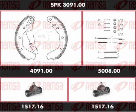 Remsa SPK 3091.00 - Комплект тормозных колодок, барабанные avtokuzovplus.com.ua