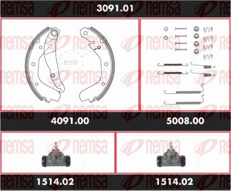 Remsa SPK 3091.01 - Комплект тормозных колодок, барабанные avtokuzovplus.com.ua