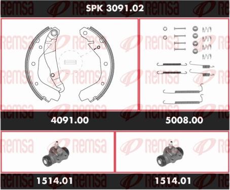 Remsa SPK 3091.02 - Комплект тормозных колодок, барабанные avtokuzovplus.com.ua