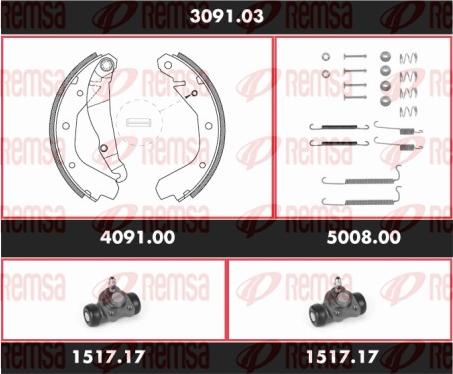 Remsa SPK 3091.03 - Комплект тормозных колодок, барабанные avtokuzovplus.com.ua