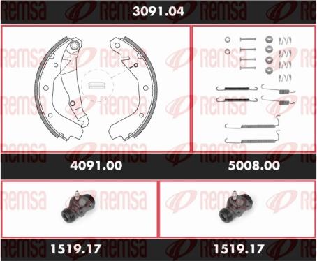 Remsa SPK 3091.04 - Комплект тормозных колодок, барабанные avtokuzovplus.com.ua