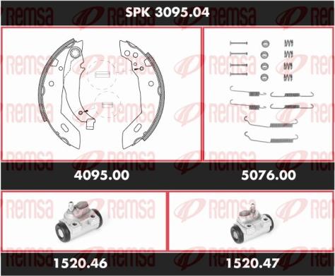 Remsa SPK 3095.04 - Комплект гальм, барабанний механізм autocars.com.ua