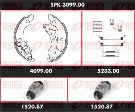 Remsa SPK 3099.00 - Комплект гальм, барабанний механізм autocars.com.ua