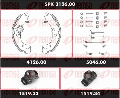 Remsa SPK 3126.00 - Комплект гальм, барабанний механізм autocars.com.ua