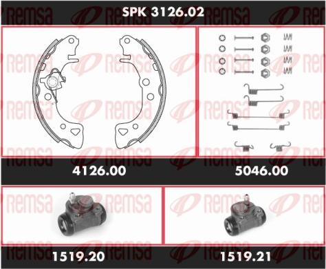 Remsa SPK 3126.02 - Комплект гальм, барабанний механізм autocars.com.ua