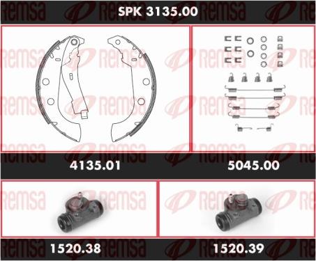 Remsa SPK 3135.00 - Комплект гальм, барабанний механізм autocars.com.ua