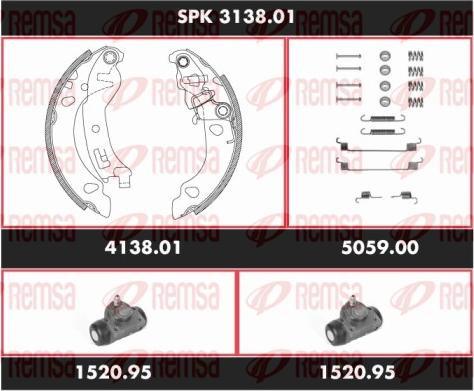 Remsa SPK 3138.01 - Комплект гальм, барабанний механізм autocars.com.ua