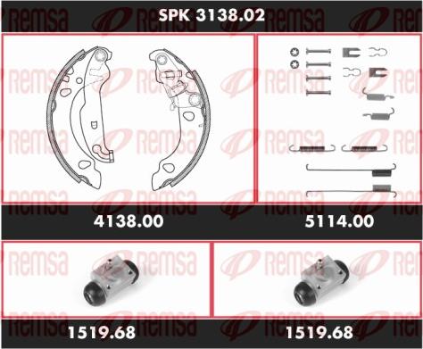 Remsa SPK 3138.02 - Комплект тормозных колодок, барабанные autodnr.net