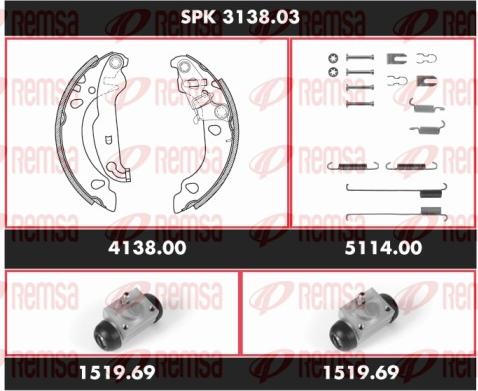 Remsa SPK 3138.03 - Комплект гальм, барабанний механізм autocars.com.ua