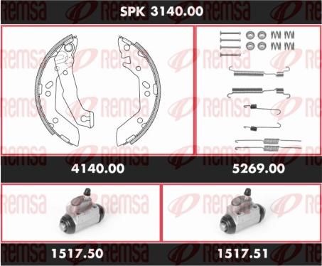 Remsa SPK 3140.00 - Комплект гальм, барабанний механізм autocars.com.ua