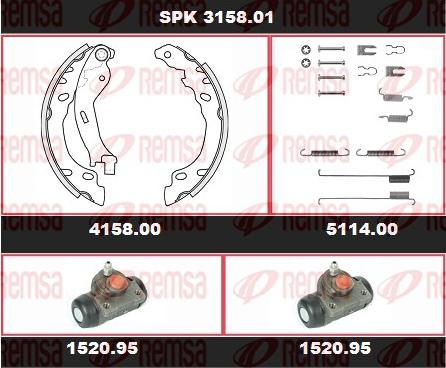 Remsa SPK 3158.01 - Комплект гальм, барабанний механізм autocars.com.ua