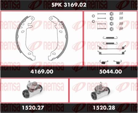 Remsa SPK 3169.02 - Комплект гальм, барабанний механізм autocars.com.ua