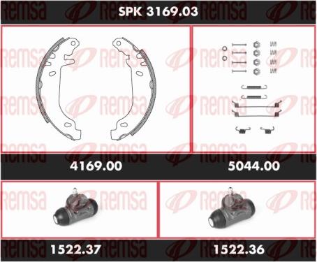 Remsa SPK 3169.03 - Комплект гальм, барабанний механізм autocars.com.ua