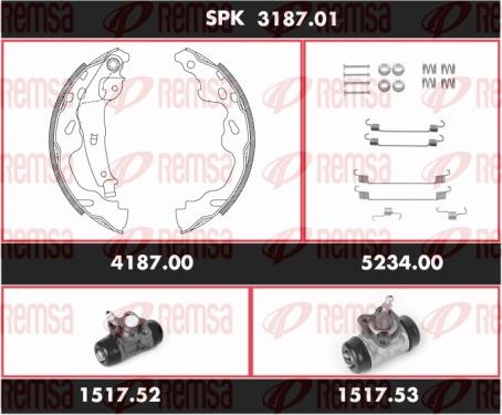 Remsa SPK 3187.01 - Комплект тормозных колодок, барабанные autodnr.net