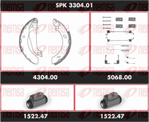 Remsa SPK 3304.01 - Комплект гальм, барабанний механізм autocars.com.ua