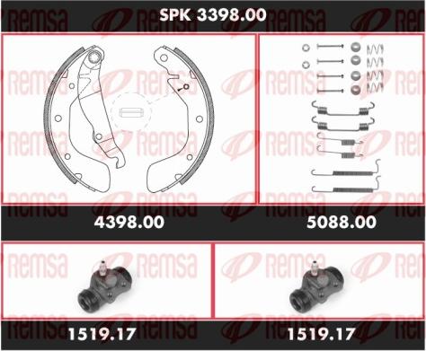 Remsa SPK 3398.00 - Комплект тормозных колодок, барабанные autodnr.net