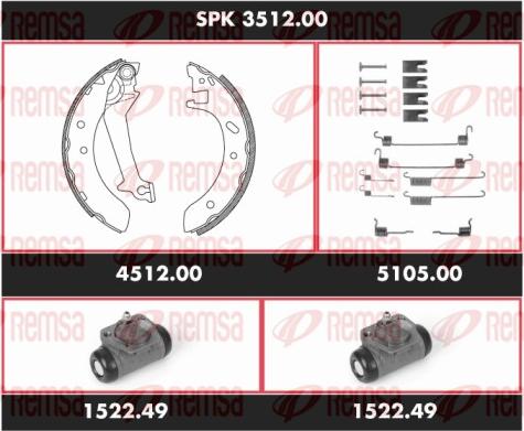 Remsa SPK 3512.00 - Комплект гальм, барабанний механізм autocars.com.ua