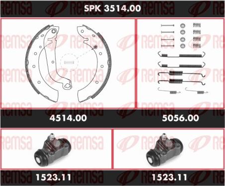 Remsa SPK 3514.00 - Комплект гальм, барабанний механізм autocars.com.ua