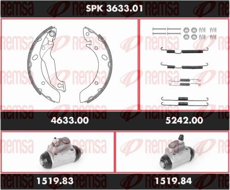 Remsa SPK 3633.01 - Комплект тормозных колодок, барабанные autodnr.net