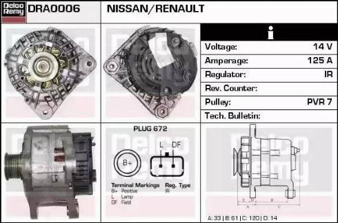 Remy DRA0006 - Генератор autocars.com.ua