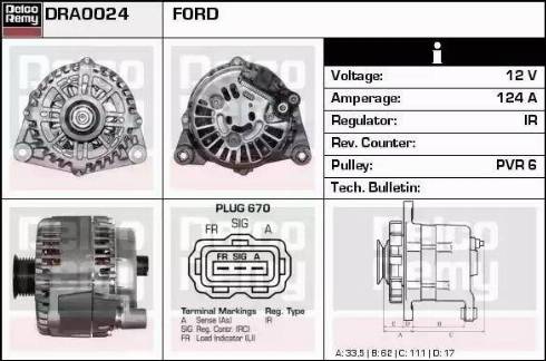 Remy DRA0024 - Генератор autocars.com.ua