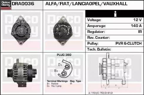 Remy DRA0036 - Генератор autocars.com.ua