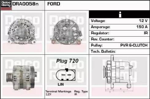 Remy DRA0058N - Генератор autocars.com.ua