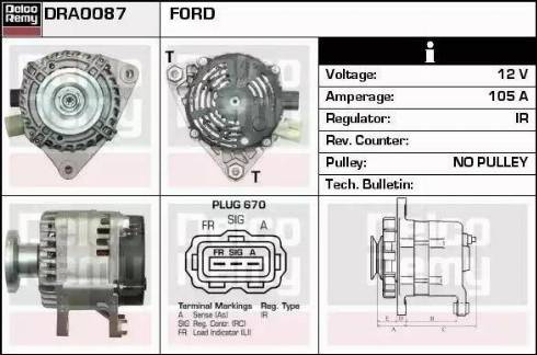 Remy DRA0087 - Генератор autocars.com.ua