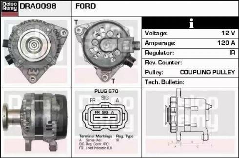 Remy DRA0098 - Генератор autocars.com.ua