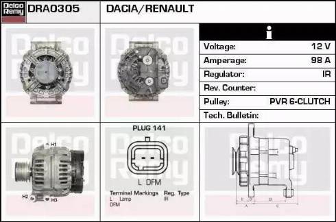 Remy DRA0305 - Генератор autocars.com.ua