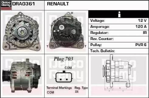 Remy DRA0361 - Генератор avtokuzovplus.com.ua