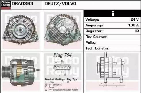 Remy DRA0363 - Генератор avtokuzovplus.com.ua