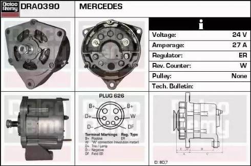 Remy DRA0390 - Генератор autocars.com.ua