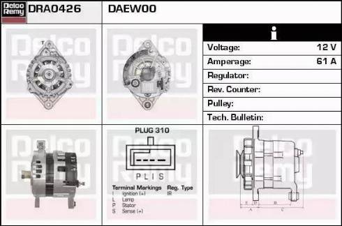 Remy DRA0426 - Генератор autocars.com.ua