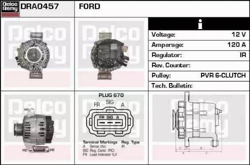 Remy DRA0457 - Генератор autocars.com.ua