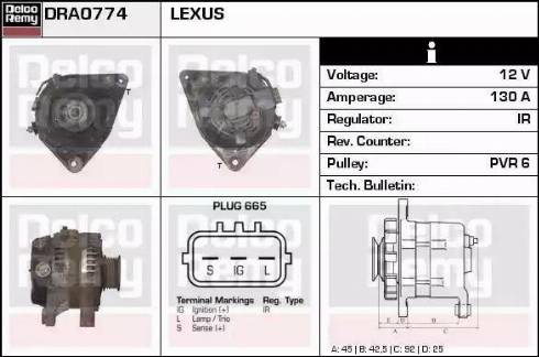 Remy DRA0774 - Генератор autocars.com.ua