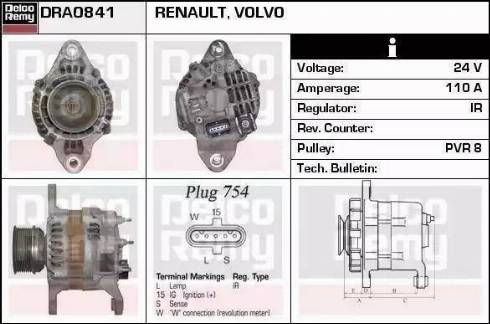 Remy DRA1113 - Генератор autocars.com.ua