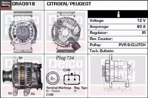 Remy DRA0918 - Генератор autocars.com.ua