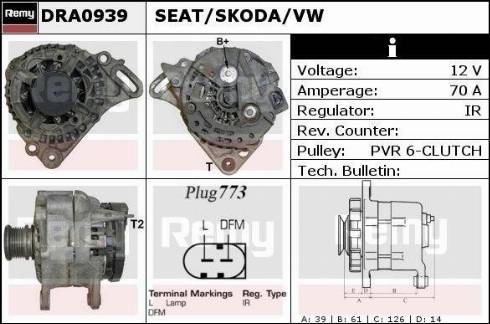 Remy DRA0939 - Генератор autocars.com.ua