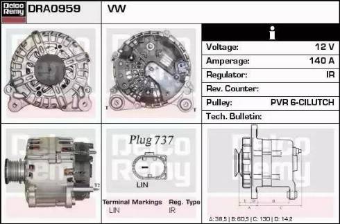 Remy DRA0959 - Генератор autocars.com.ua