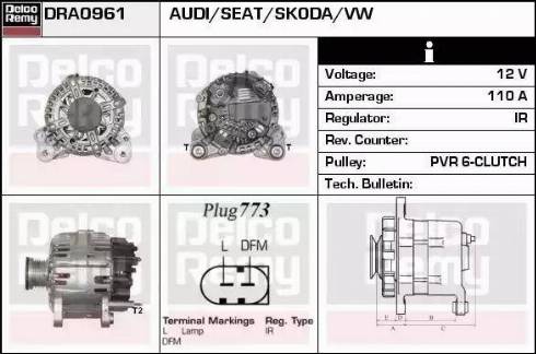 Remy DRA0961 - Генератор autocars.com.ua