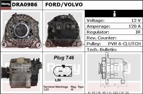 Remy DRA0986 - Генератор autocars.com.ua