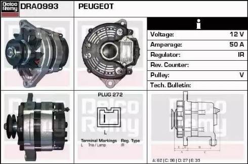 Remy DRA0993 - Генератор autocars.com.ua