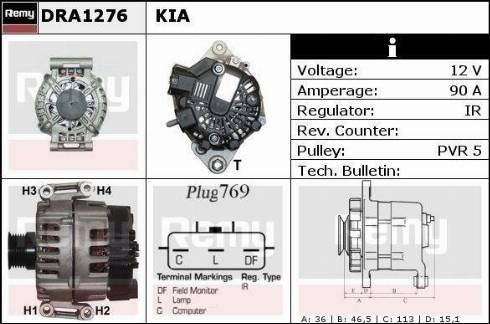 Remy DRA1276 - Генератор autocars.com.ua